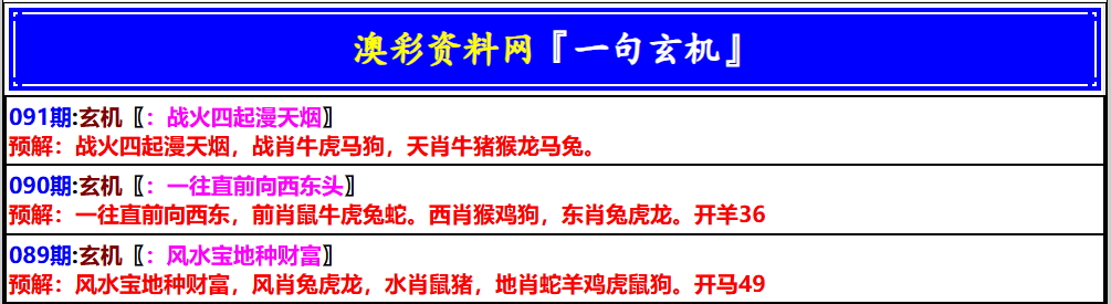 091期澳门一句玄机[图]